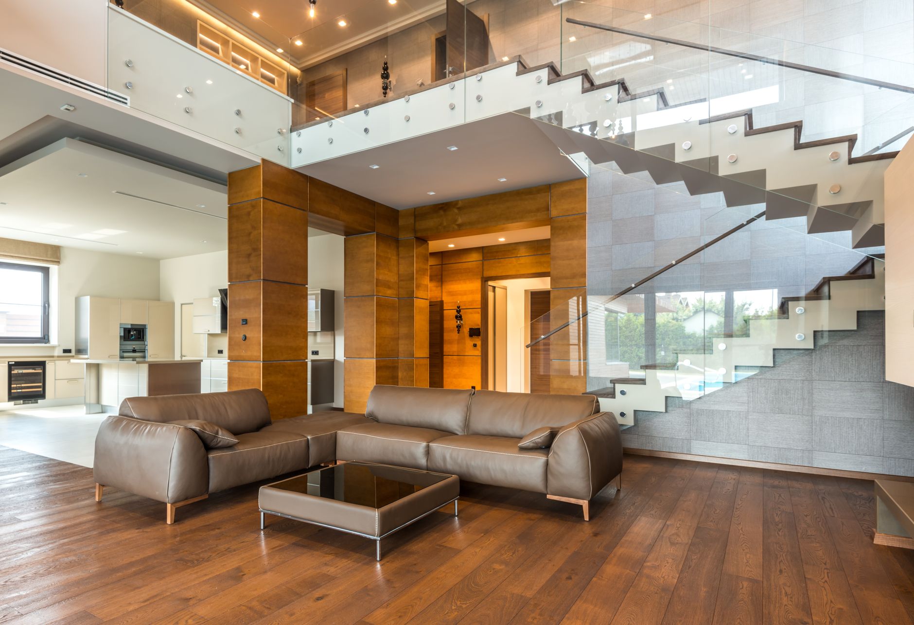 Wooden staircase treads and risers in a Colorado home