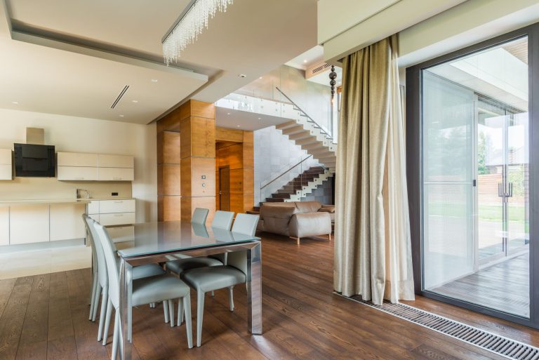 Wood flooring in a Colorado kitchen and dining area